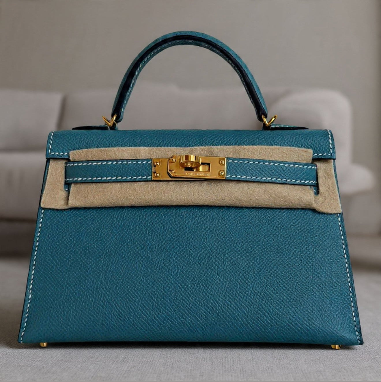 Hermès Kelly Mini (20) – Blue Leather with Gold Hardware