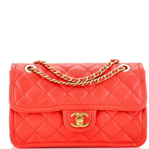 Chanel Sweet Classic Flap Bag Quilted Caviar Medium - Red with Gold Hardware - SAIKA