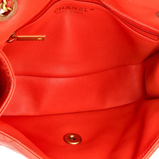 Chanel Sweet Classic Flap Bag Quilted Caviar Medium - Red with Gold Hardware - SAIKA