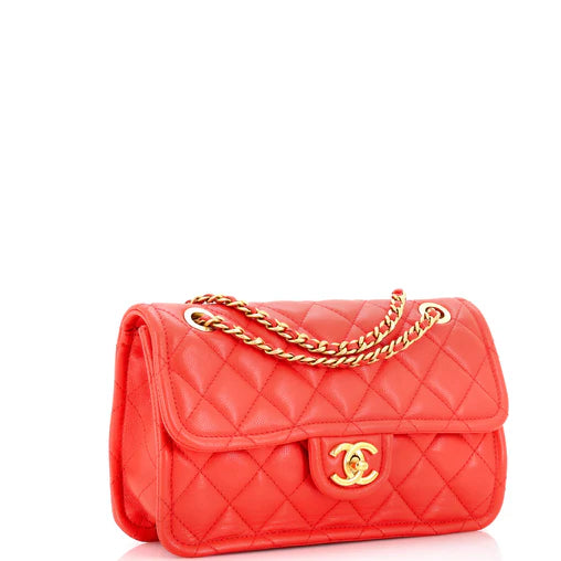 Chanel Sweet Classic Flap Bag Quilted Caviar Medium - Red with Gold Hardware - SAIKA