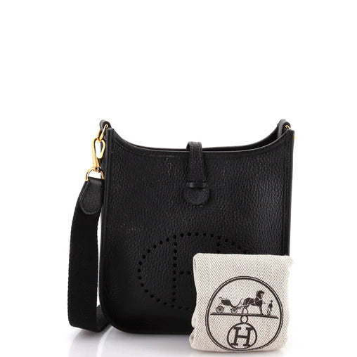 Hermès Evelyne III TPM Clemence Leather – Black with Gold Hardware - SAIKA