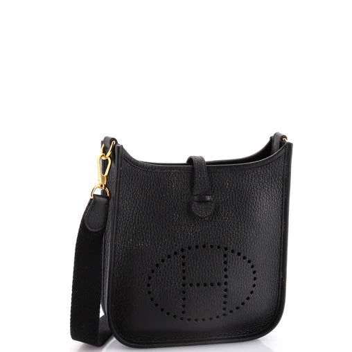 Hermès Evelyne III TPM Clemence Leather – Black with Gold Hardware - SAIKA