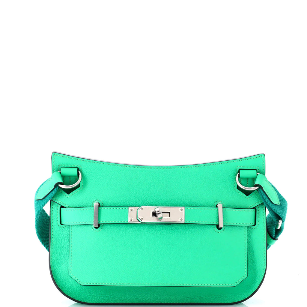 Rare Hermes Jypsiere Mini Green Evercolor Leather Palladium Hardware - Saika Collective