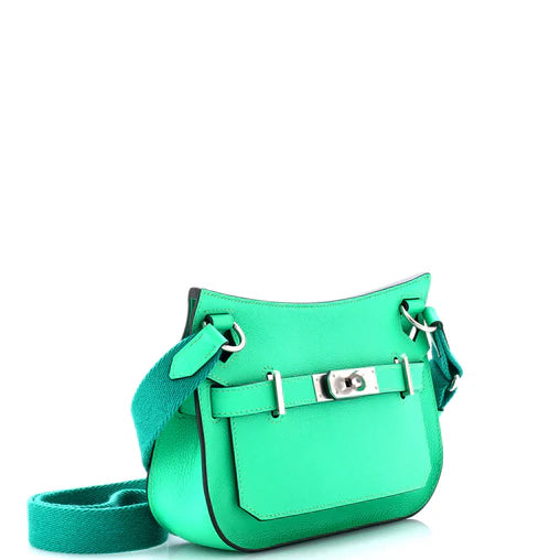 Hermès Jypsière Mini Evercolor Leather – Green with Palladium Hardware - SAIKA