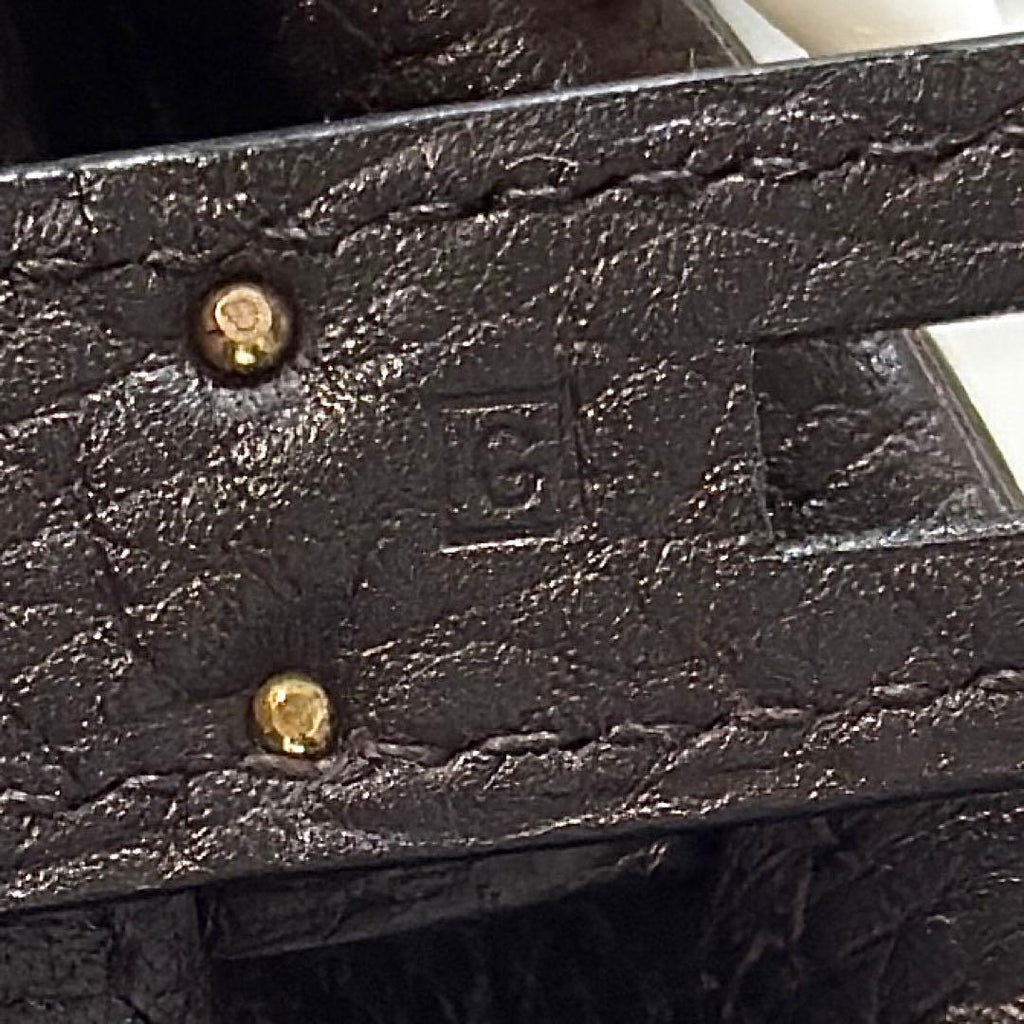 Vintage Hermes Kelly 28 Havana Brown Togo Leather Gold Hardware G Stamp - Saika Collective. Stamp close up.