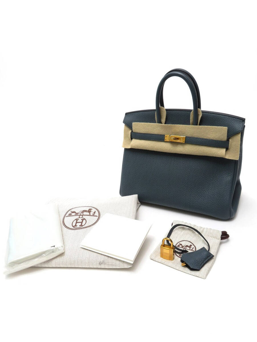 Hermès Birkin 25 – Blue Orage Togo Leather with Gold Hardware (2013 Q Stamp, Full Set)