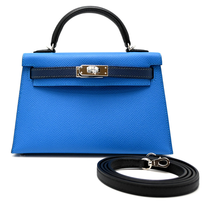 Hermès Mini Kelly 2 (Kelly 20) – Noir / Blue Zanzibar / Blue de Prusse Epsom with Palladium Hardware (W Stamp 2024)