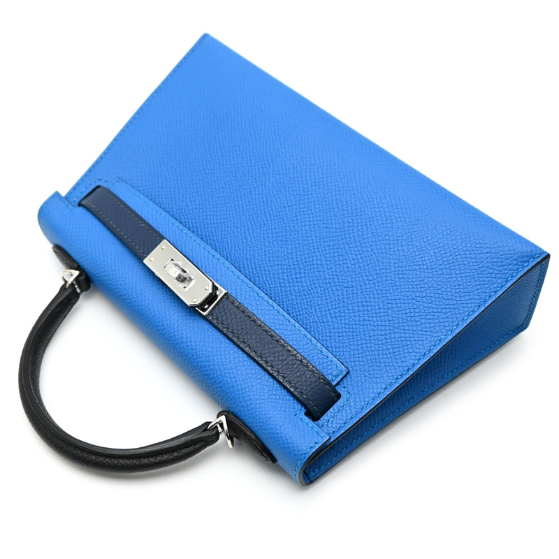 Hermès Mini Kelly 2 (Kelly 20) – Noir / Blue Zanzibar / Blue de Prusse Epsom with Palladium Hardware (W Stamp 2024)