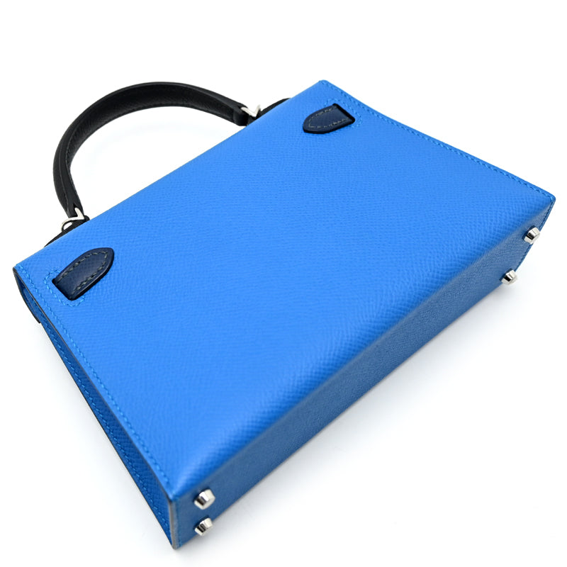 Hermès Mini Kelly 2 (Kelly 20) – Noir / Blue Zanzibar / Blue de Prusse Epsom with Palladium Hardware (W Stamp 2024)
