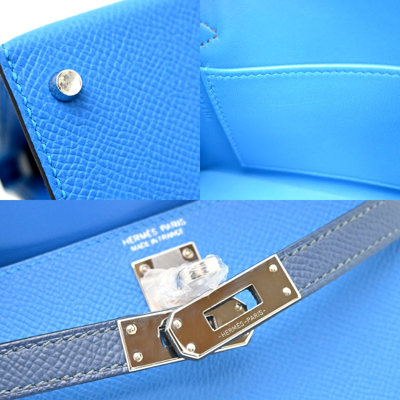 Hermès Mini Kelly 2 (Kelly 20) – Noir / Blue Zanzibar / Blue de Prusse Epsom with Palladium Hardware (W Stamp 2024)