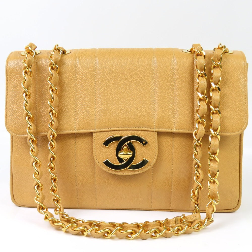 Chanel Mademoiselle Vintage Shoulder Bag – Beige Caviar Leather with Gold Hardware