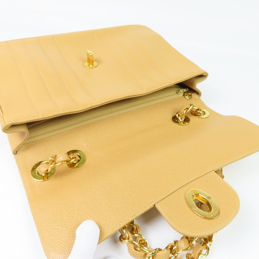 Chanel Mademoiselle Vintage Shoulder Bag – Beige Caviar Leather with Gold Hardware