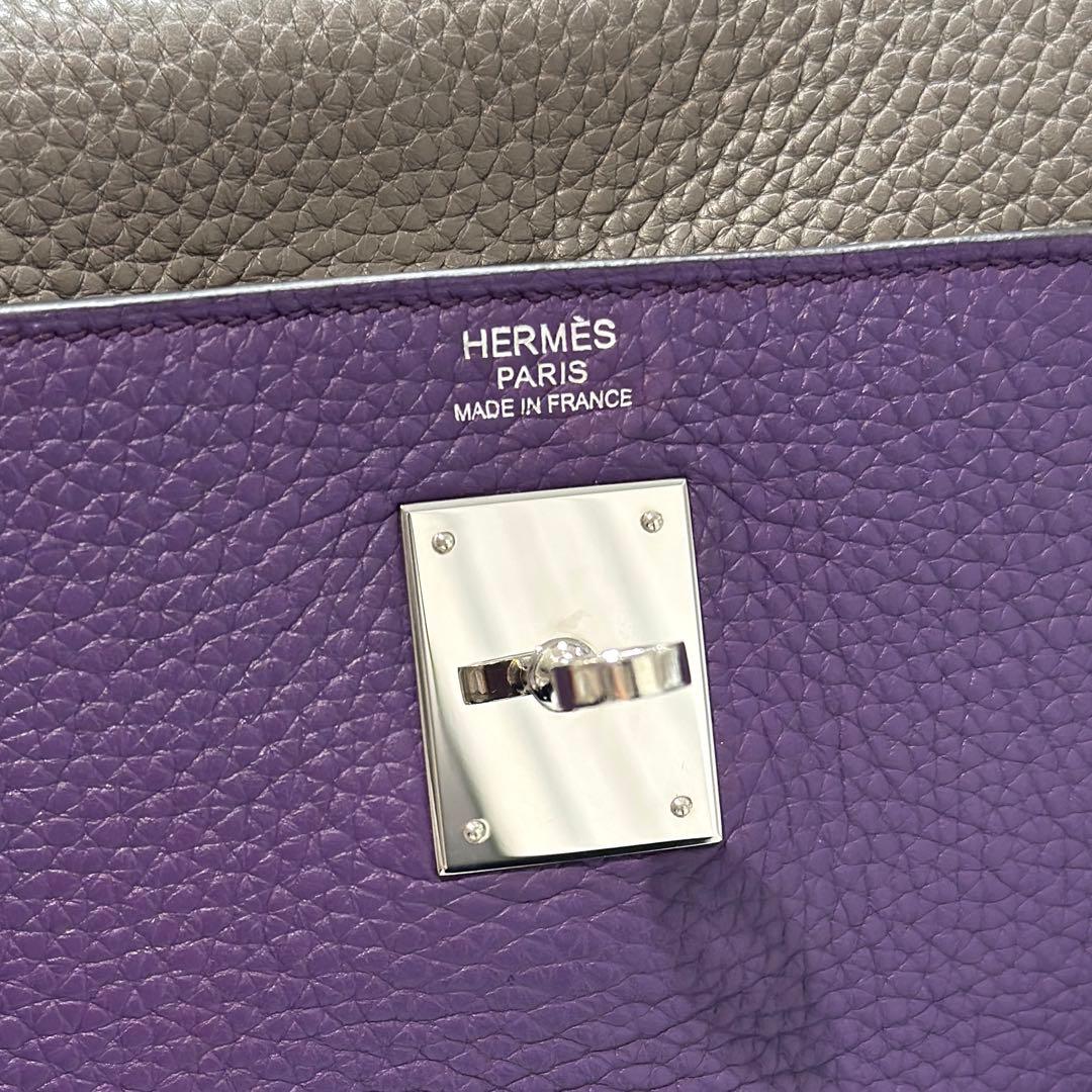 Hermes Kelly 32 Palladium hardware and clasp detail close-up